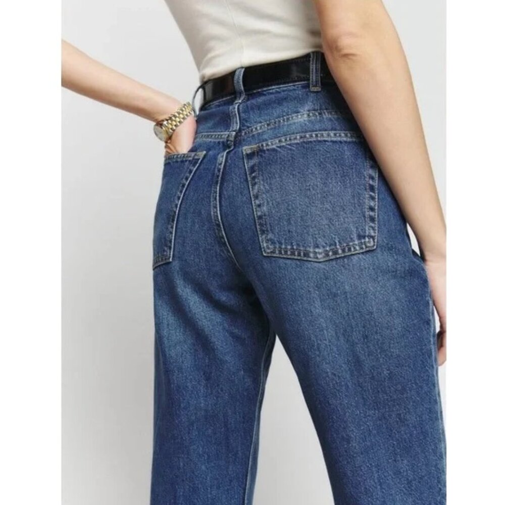 Reformation Hill Mid Rise Kick Flare Jeans 30" / Size 29 / Araceli Blue Relaxed - Picture 4 of 11